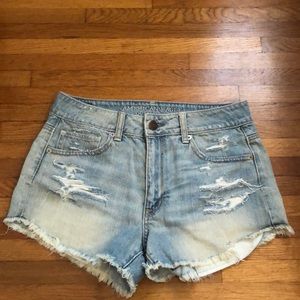 High rise denim shorts